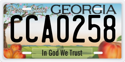 GA license plate CCA0258