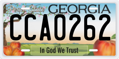 GA license plate CCA0262