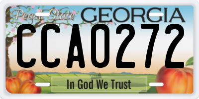 GA license plate CCA0272