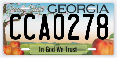 GA license plate CCA0278