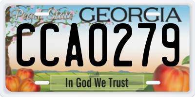 GA license plate CCA0279