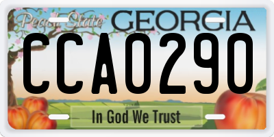 GA license plate CCA0290