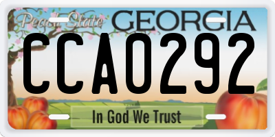 GA license plate CCA0292