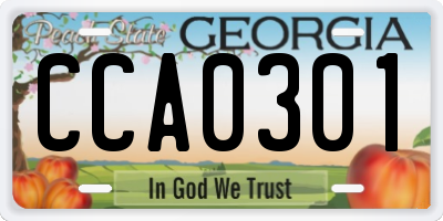 GA license plate CCA0301
