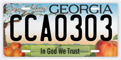 GA license plate CCA0303