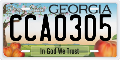 GA license plate CCA0305