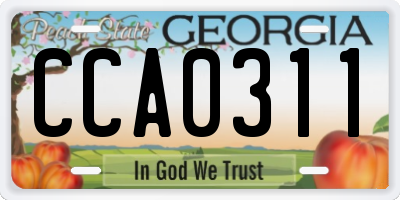 GA license plate CCA0311