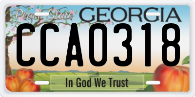 GA license plate CCA0318
