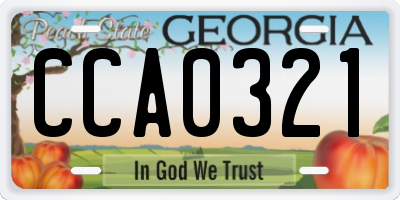GA license plate CCA0321