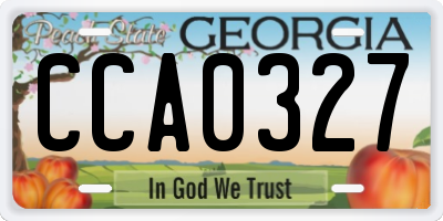 GA license plate CCA0327