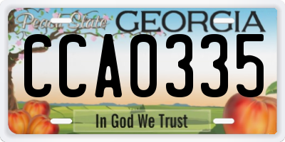 GA license plate CCA0335