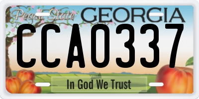 GA license plate CCA0337