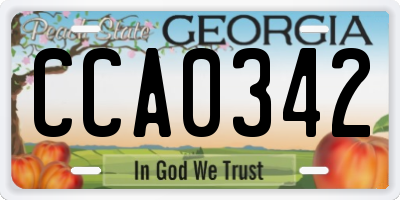 GA license plate CCA0342