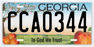 GA license plate CCA0344