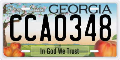 GA license plate CCA0348