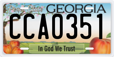 GA license plate CCA0351