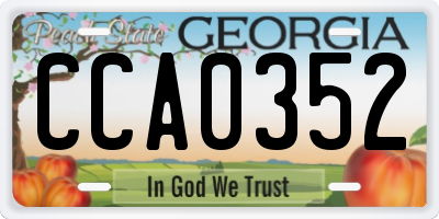 GA license plate CCA0352