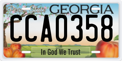GA license plate CCA0358