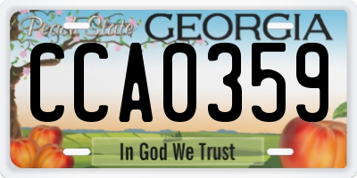 GA license plate CCA0359