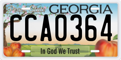 GA license plate CCA0364