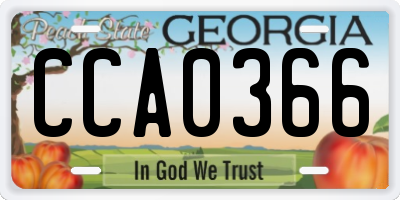 GA license plate CCA0366