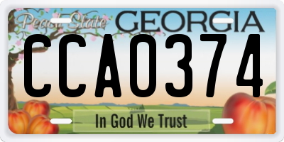 GA license plate CCA0374