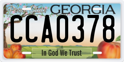 GA license plate CCA0378