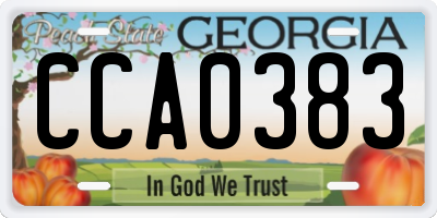 GA license plate CCA0383