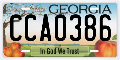 GA license plate CCA0386