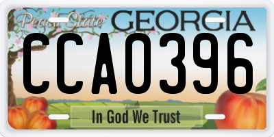 GA license plate CCA0396