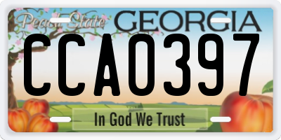 GA license plate CCA0397