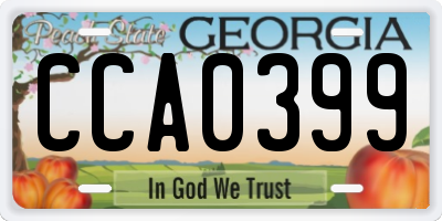 GA license plate CCA0399