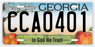 GA license plate CCA0401