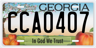 GA license plate CCA0407
