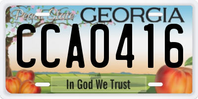GA license plate CCA0416