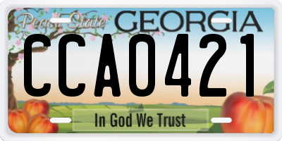 GA license plate CCA0421