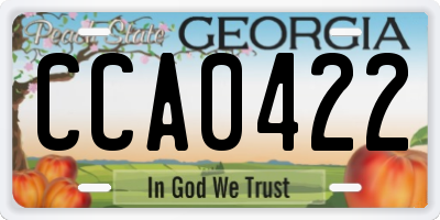 GA license plate CCA0422