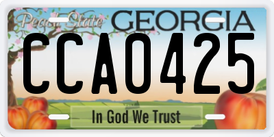 GA license plate CCA0425