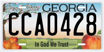 GA license plate CCA0428