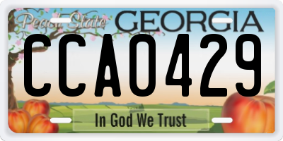 GA license plate CCA0429