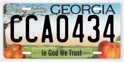 GA license plate CCA0434