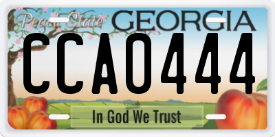 GA license plate CCA0444