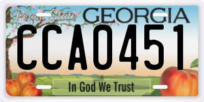 GA license plate CCA0451