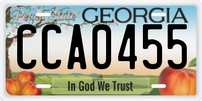 GA license plate CCA0455