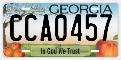 GA license plate CCA0457