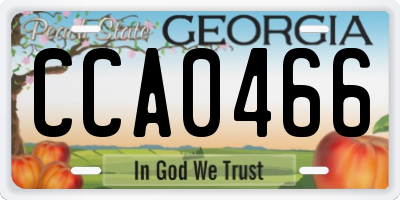 GA license plate CCA0466