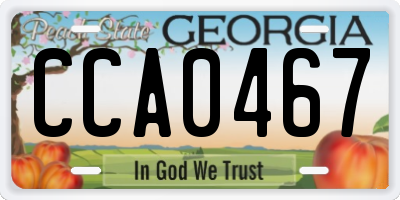 GA license plate CCA0467