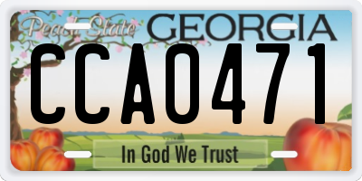 GA license plate CCA0471