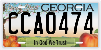 GA license plate CCA0474