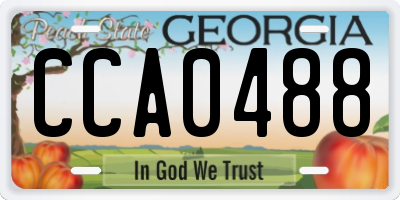 GA license plate CCA0488